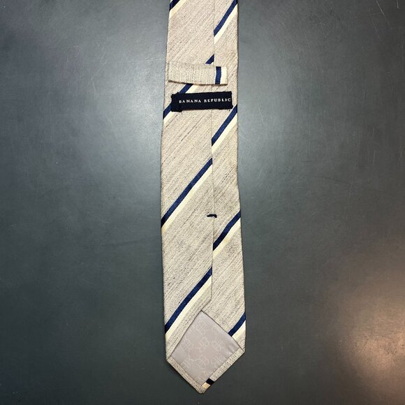 Light Gray Striped Banana Republic Tie Linen/Silk Blend - Picture 2 of 4